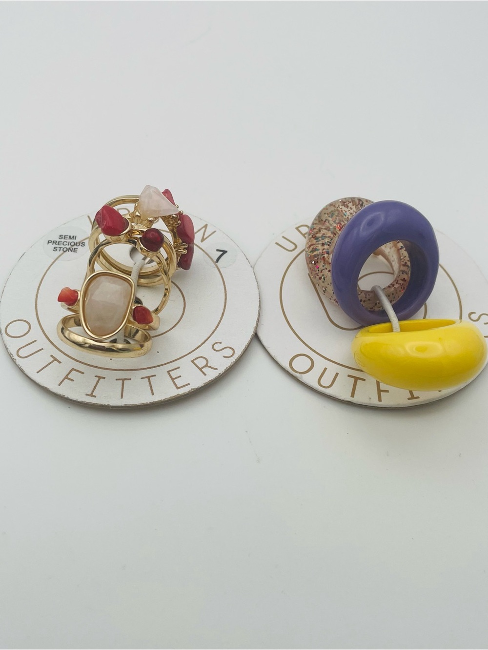 Urban Outfitters 2 Ring Sets. 3 Ring Bubble Set & 5 Ring Chip Bead.Size 6 & 7